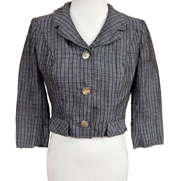 Vintage Jack Feit Jacket Womens Size Medium 1940s 1950s Plaid Cropped Blazer - Picture 3 of 12